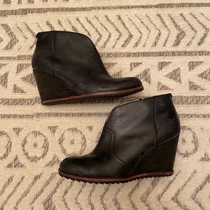 Dr Scholl’s Black Leather Wedge Booties- Size 6.5